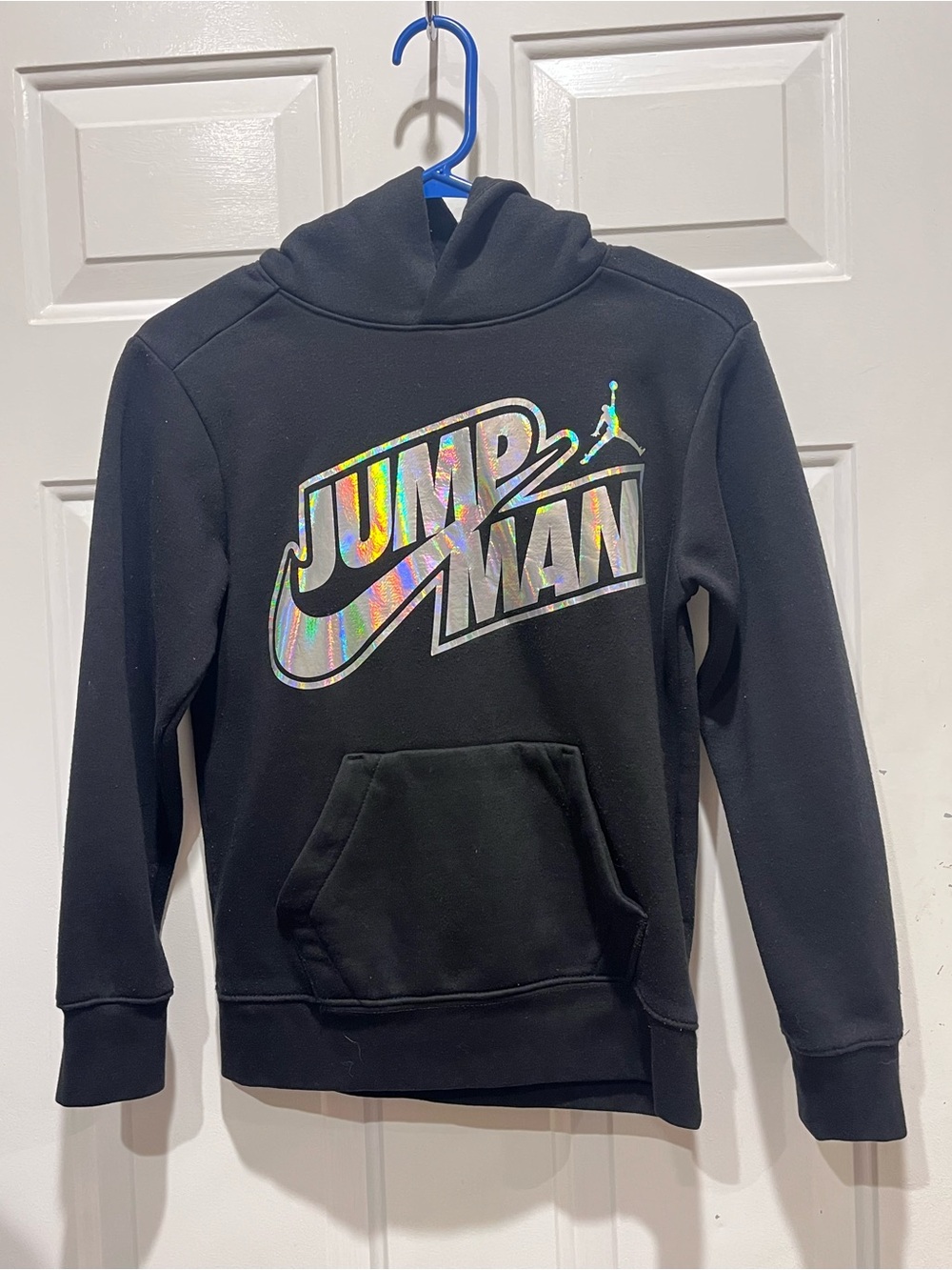 Nike Jumpman Black Crewneck Sweatshirt with Holographic Logo Boys Sz Medium